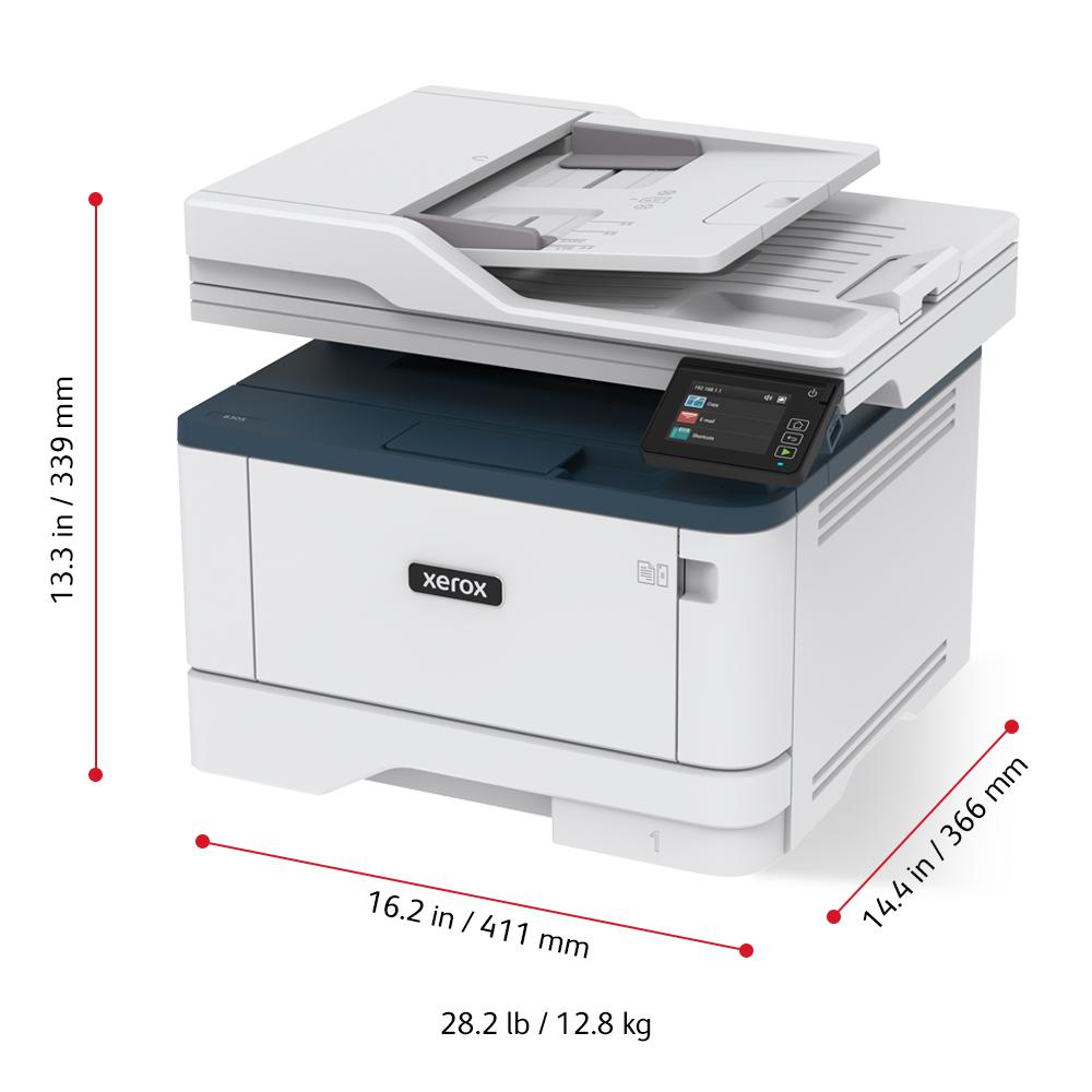 Multifunctional laser mono Xerox Workcentre B305V_DNI, (Tiparire, Copiere, Scanare)Dimensiune: A4, Viteza: 40 ppm, Duplex, Rezolutie: 600X600 dpi, Procesor: 1 Ghz, Memorie: 512mb, Alimentare cu hartie standard: 250 coli, ADF, Limbaje de imprimare: PCL 5/6, PostScript 3, Interfata: USB, Ethernet