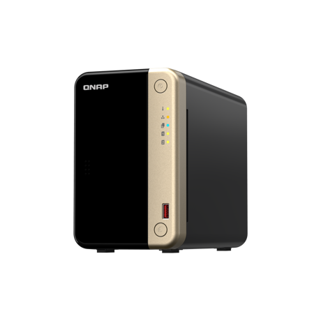 NAS QNAP 264 2-Bay, CPU Intel Celeron N5105/N5095 4-core/4-thread Processor, RAM 8 GB DDR4 (onboard, not expandable), HDD 2 x 2.5"/3.5" SATA 6Gbps + 2 x M.2 2280 PCIe Gen 3 x1 SSD slots (neincluse), LAN: 2 x 2.5GbE (optional 10GbE expansion via a PCIe card), USB3.2 Gen2: 2 x Type-A USB2.0: 2, tower
