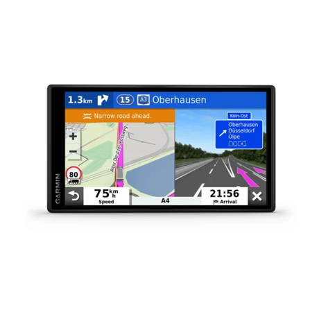 GPS Garmin dēzl LGV500, diagonală 5.5", rezolutie afisaj 1280 x 720 pixeli, Ecran multitactil de 5,5 inci, sticlă, ecran color HD TFT cu lumină de fundal albă, autonomie baterie până la 60 minute, baterie litiu-ion reîncărcabilă, negru