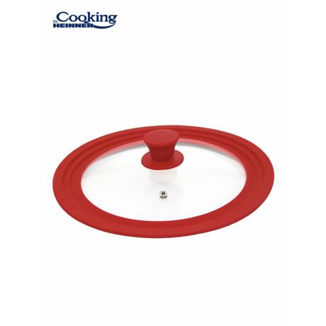 CAPAC STICLA CU MARGINE DIN SILICON AJUSTABILA PE 3 DIMENSIUNI 28/30/32 CM, ROSU, COOKING BY HEINNER