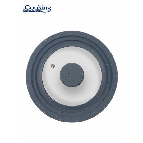 CAPAC STICLA CU MARGINE DIN SILICON AJUSTABILA PE 3 DIMENSIUNI 28/30/32 CM, GRI, COOKING BY HEINNER