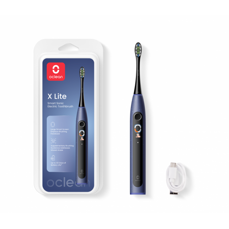 Periuta de dinti smart sonica Oclean X Lite, Functii: Motor Maglev 72,000 miscari/min, 5 moduri, 65 dB, Capacitate baterie: 1100 mAh, durata utilizare: pana la 40 zile, IPX7 waterproof, perie Professional Clean, culoare: albastru