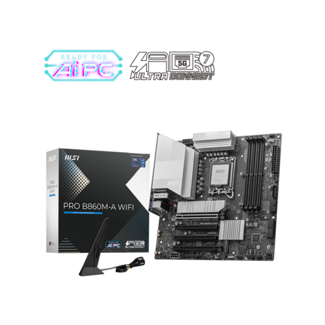 Placa de Baza MSI PRO B860M-A WIFI LGA 1851, 4x DDR5, 1x HDMI 1x DP 1x Type-C DP, 4x PCIE x16, 3x M.2, 4x SATA 6GB/s, mATX