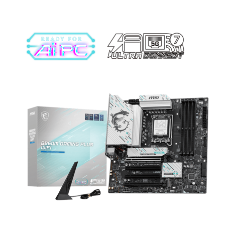 Placa de Baza MSI B860M GAMING PLUS WIFI LGA1851, 4x DDR5, 1x HDMI 1x DP 1x Type-C DP, 4x PCIE x16, 3x M.2, 4x SATA 6GB/s, mATX