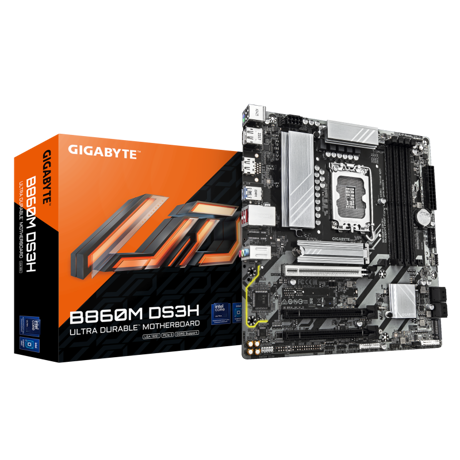 Placa de Baza GIGABYTE B860M DS3H LGA1851, 4x DDR5, 1x HDMI 2x DP, 1x PCIE 5.0 x16 2x PCIE 4.0 x16, 2x M.2, 4x SATA 6GB/s, mATX
