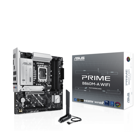 Placa de Baza ASUS PRIME B860M-A WIFI LGA1851, 4x DDR5, 2x DP 1x HDMI, 1x PCIE 5.0 x16 1x PCIE 4.0 x16 1x PCIE 4.0 x1, 2x M.2, 4x SATA 6GB/s, mATX