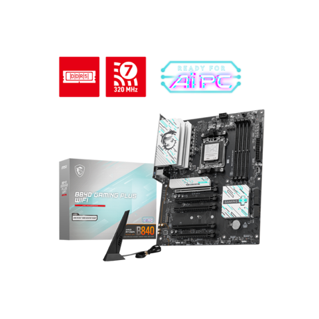 Placa de Baza MSI B840 GAMING PLUS WIFI AM5, 4x DDR5, 1x HDMI, 5x PCIE x16, 2x M.2, 4x SATA 6GB/s, ATX