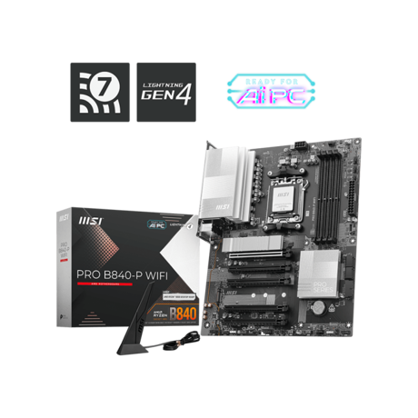 Placa de Baza MSI PRO B840-P WIFI AM5, 4x DDR5, 1x HDMI, 5x PCIE x16, 2x M.2, 4x SATA 6GB/s, ATX