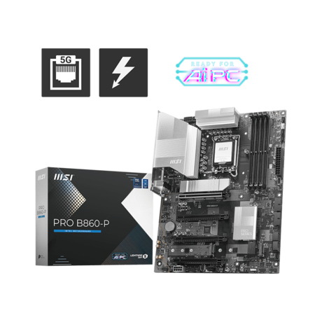 Placa de Baza MSI PRO B860-P LGA1851, 4x DDR5, 1x HDMI 1x DP 1x Type-C DP, 4x PCIE x16, 3x M.2, 4x SATA 6GB/s, ATX