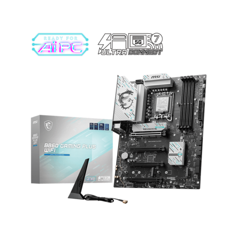 Placa de Baza MSI B860 GAMING PLUS WIFI LGA1851, 4x DDR5, 1x HDMI 1x DP 1x Type-C DP, 4x PCIE x16, 3x M.2, 4x SATA 6GB/s, ATX
