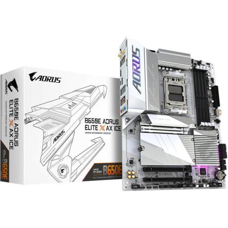 Placa de baza GIGABYTE B650E AORUS ELITE AX ICE AM5, 4x DDR5, 2x HDMI 1x USB TYPE-C, 3x PCIE x16, 3x M.2, 4x SATA 6gb/s, ATX