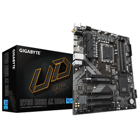 Placa de baza Gigabyte B760 DS3H AX DDR4 LGA1700, 4x DDR4 5333MHz, 1x HDMI, 1x DisplayPort, 5x PCIe x16, 2x M.2, 4x SATA 6Gb/s, LAN 1Gbps, WIFI 6E, ATX