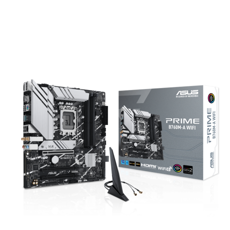 Placa de baza ASUS PRIME B760M-A WIFI LGA1700, 4x DDR5, 1x DisplayPort, 2x HDMI, 3x PCIe x16, 2x M.2, 4x SATA 6Gbps, WIFI 6, 2.5Gbps LAN, ATX