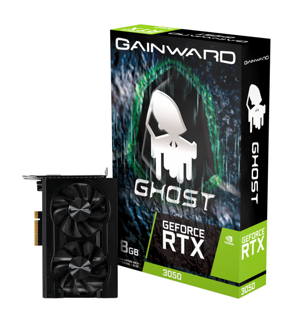 Placa video Gainward GeForce RTX 3050 Ghost 8GB, GDDR6, 128BIT, PCIe Gen 4, 1x DisplayPort, 1x HDMI, 1x DVI-D