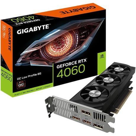 Placa video GIGABYTE GEFORCE RTX 4060 OC LOW PROFILE 8G 128 bit GDDR6, PCIE 4, 2x DP 2x HDMI