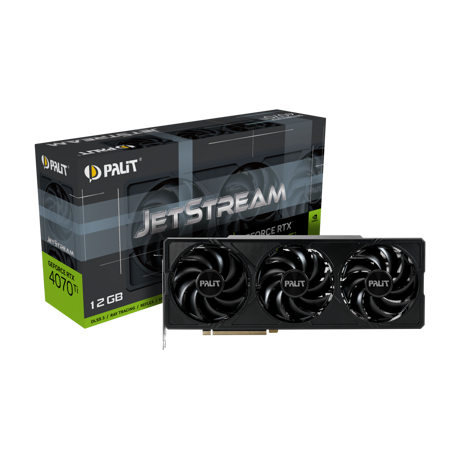 Placa Video Palit GeForce RTX 4070 Ti JetStream 12GB, GDDR6X, 192bit, 2610 MHz Boost Clock, 1xHDMI 2.1, 3X Displayport 1.4a, PCI-E 4.0