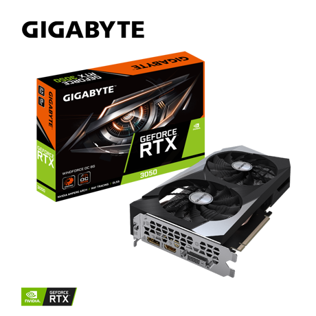 Placa video Gigabyte GeForce RTX 3050 WINDFORCE OC 8GB, GDDR6, 128BIT, 1x DisplayPort, 1x HDMI, 1x Dual-Link DVI-D, PCIe 4.0