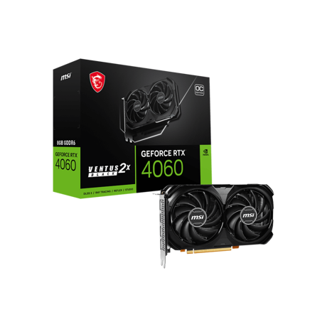 GeForce RTX™ 4060 VENTUS 2X BLACK 8G OC GDDR6 128-bit PCI Express® Gen 4 x 8 DisplayPort x 3 (v1.4a) HDMI™ x 1 (Supports 4K@120Hz HDR and 8K@60Hz HDR and Variable Refresh Rate (VRR) as specified in HDMI™ 2.1a)