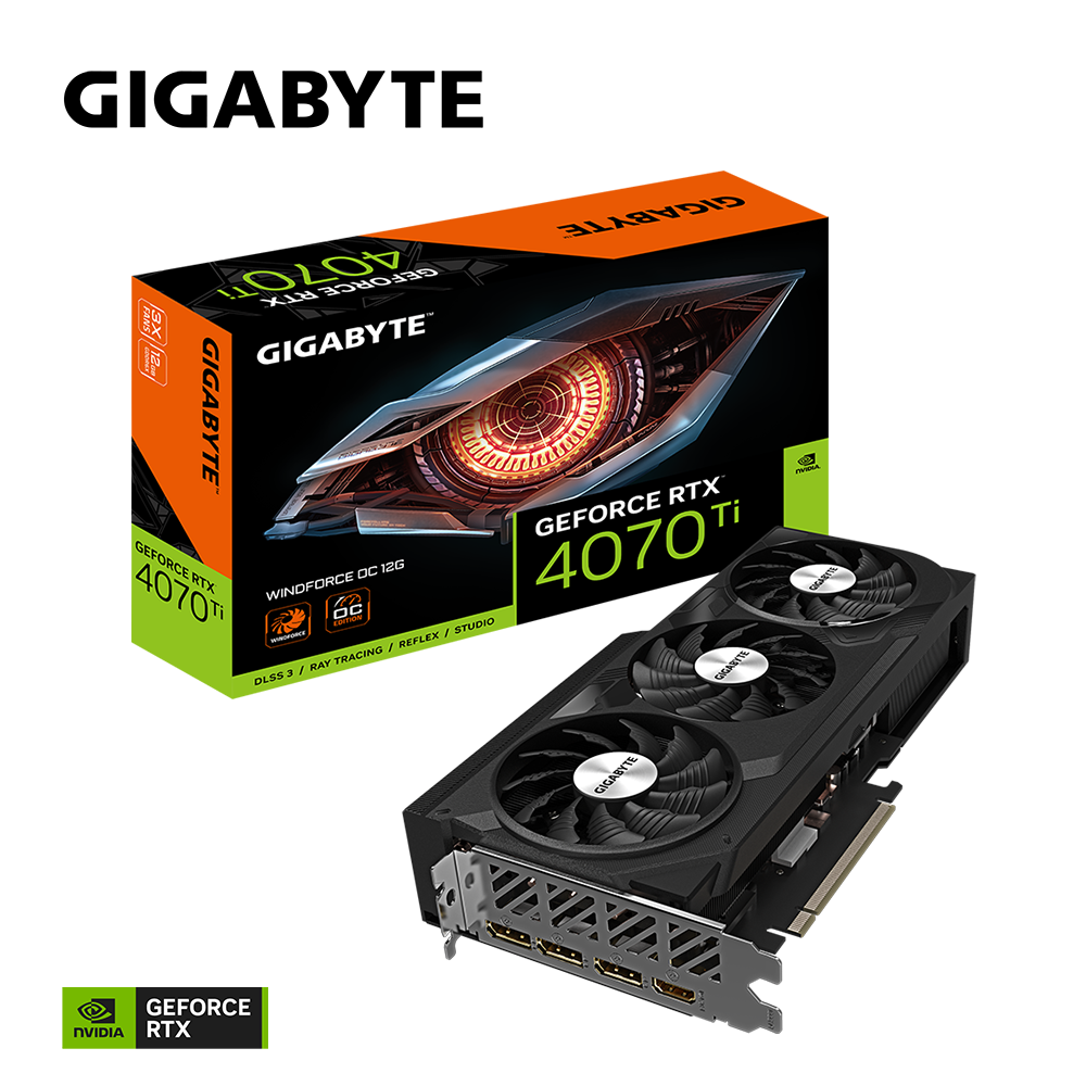 Placa video Gigabyte GeForce RTX 4070 Ti Windforce OC 12GB, GDDR6X, 192BIT, 3x DisplayPort 1.4a, 1x HDMI 2.1a, PCIe 4.0