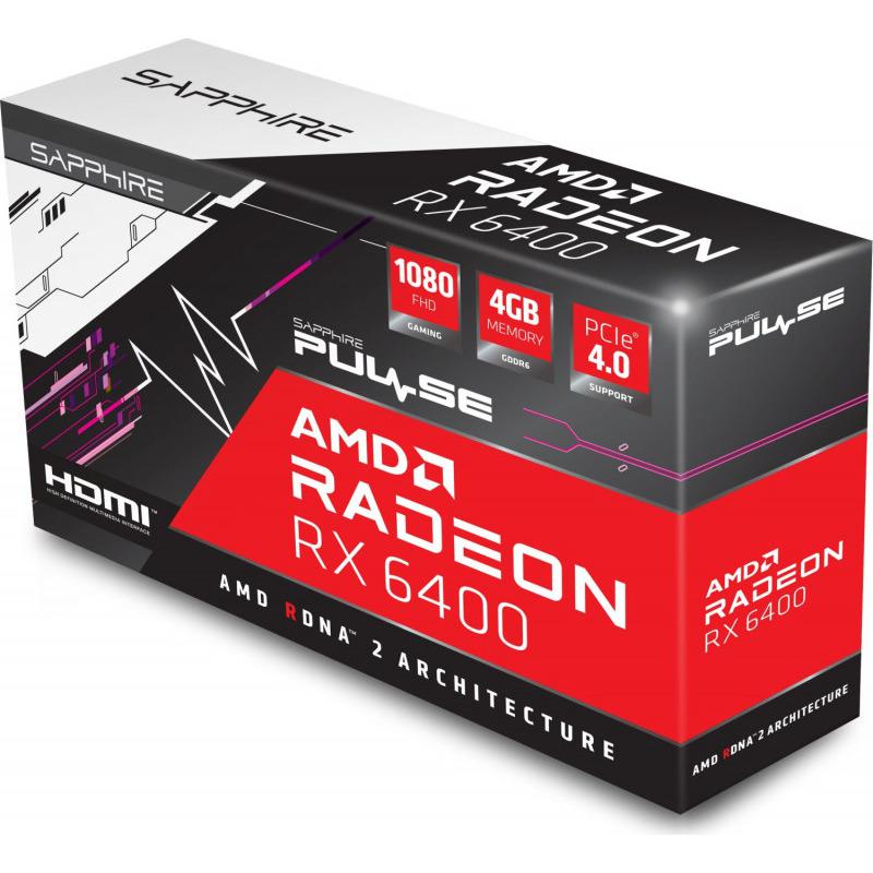 Placa video Sapphire Radeon RX 6400 PULSE, 4GB GDDR6, 64-bit