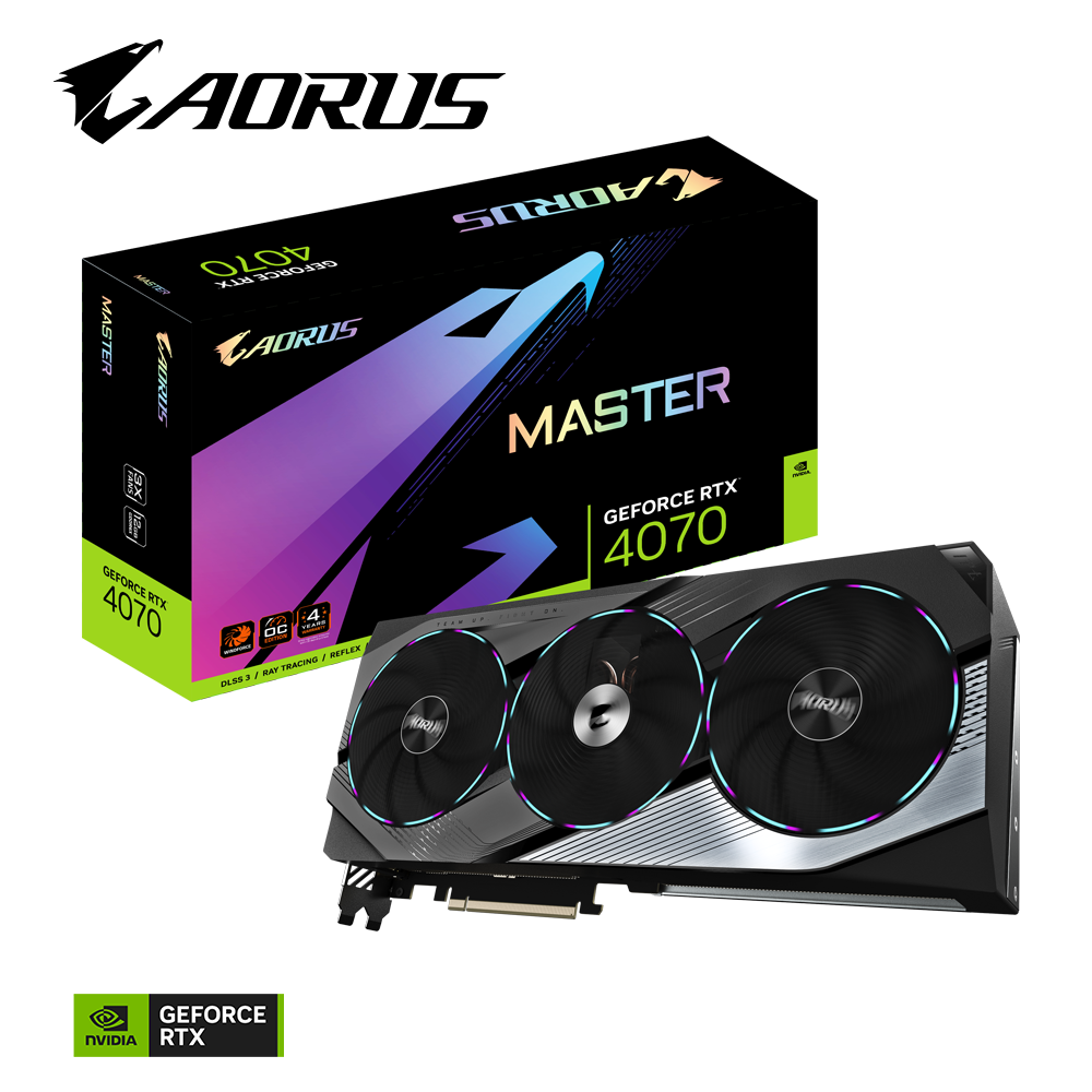 Placa video Gigabyte AORUS GeForce RTX 4070 MASTER 12G, 3x DisplayPort, 1x HDMI, 12GB GDDR6X, 2595MHz, 192bit, PCI-E 4.0 x16