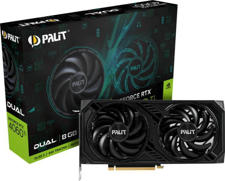 Placa video Palit GeForce RTX 4060 TI DUAL  8GB, 128bit, GDDR6, Boost Clock 2535 MHz, HDMI 2.1, DP1.4a x 3, PCI-E 4.0
