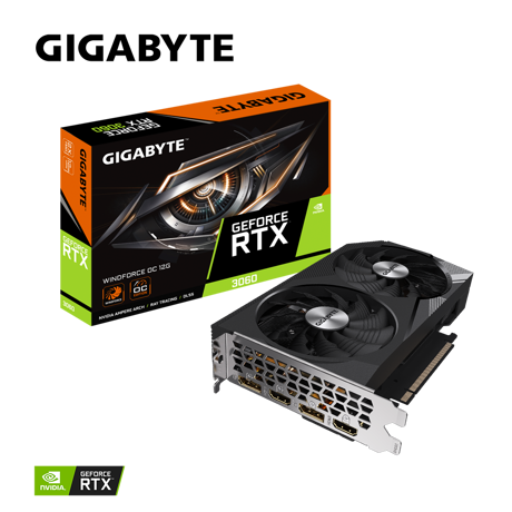 Placa video Gigabyte GeForce RTX 3060 WINDFORCE OC 12G rev.2, 2x DisplayPort, 2x HDMI, 12GB GDDR6, 1792MHz, 192bit, PCI-E 4.0 x16, 360GB/s