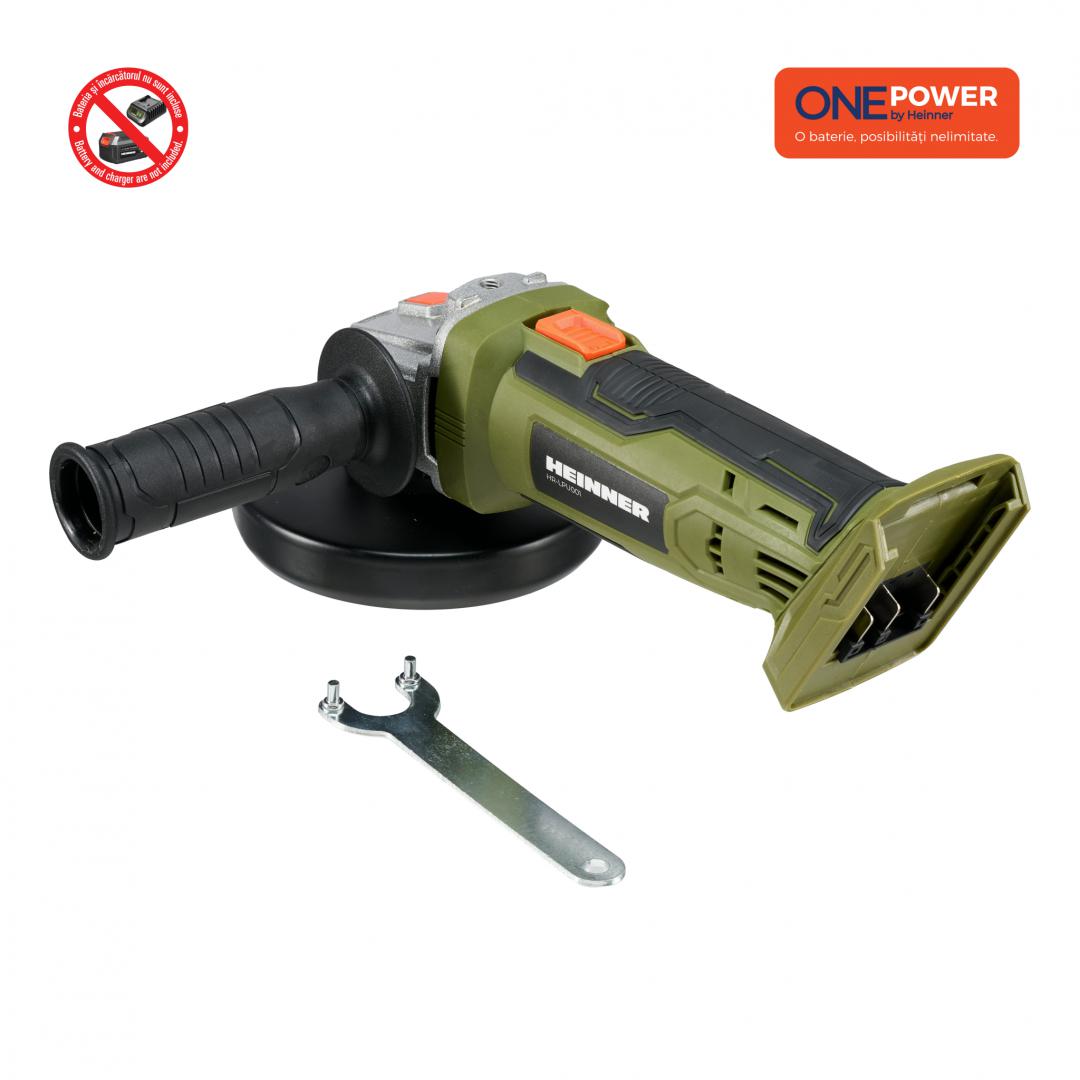 ONE POWER by  HEINNER POLIZOR UNGHIULAR 18V 9500RPM (FARA BATERIE SI INCARCATOR)