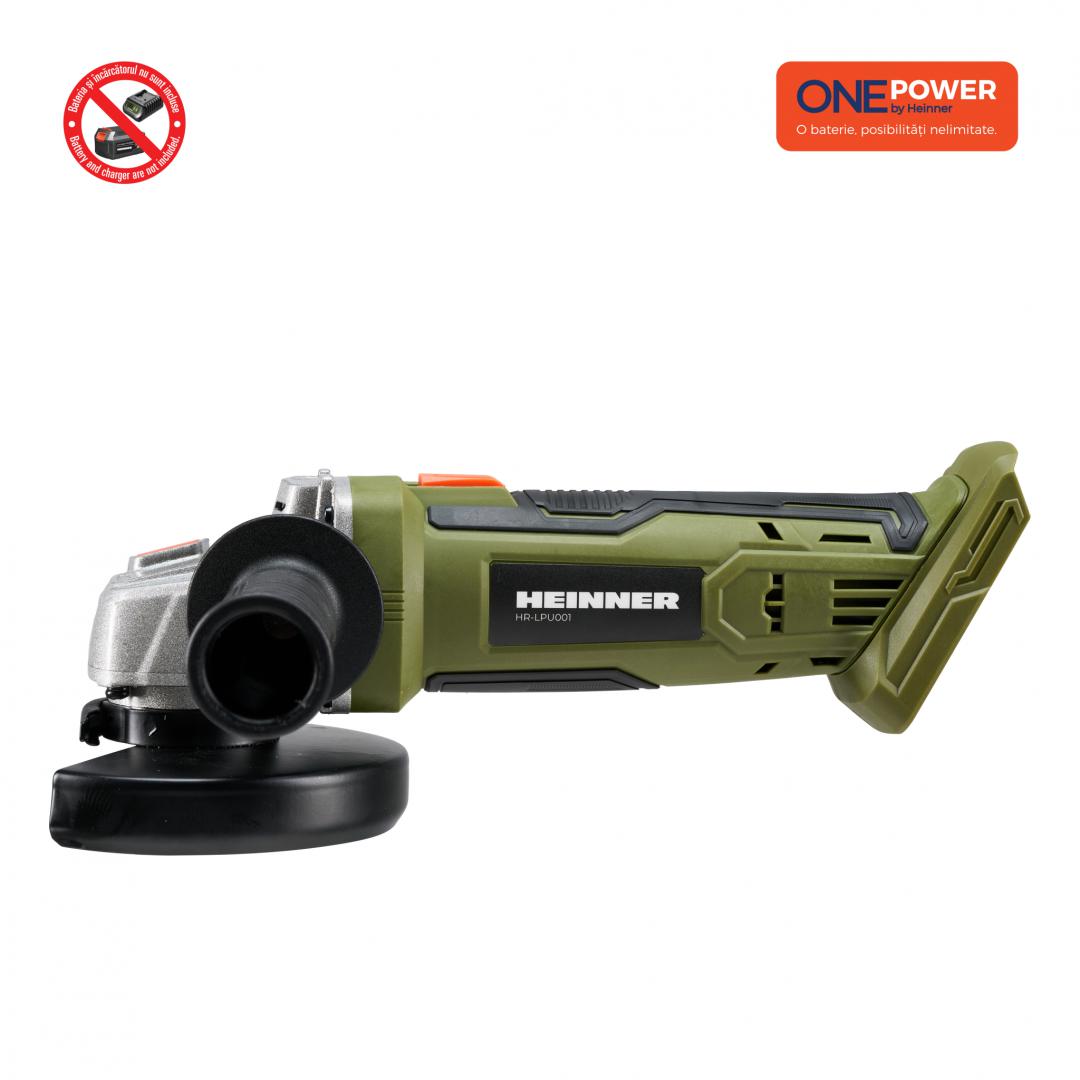 ONE POWER by  HEINNER POLIZOR UNGHIULAR 18V 9500RPM (FARA BATERIE SI INCARCATOR)