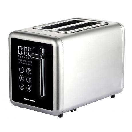 Prajitor de paine Heinner HTP-DD900BKSS, Putere 900 W, Capacitate: 2 felii, 7 niveluri de rumenire, Reinclazire, Decongelare, Panou digital, Touch control, Inox