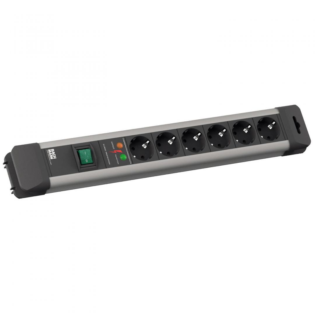 Prelungitor Bachamnn CONNECTUS 6xCEE7/3 PC, cu intrerupator, 1xPST, cordon 5m, H05VV-F 3G1.5 (protectie supratensiune);