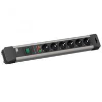 Prelungitor Bachamnn CONNECTUS 6xCEE7/3 PC, cu intrerupator, 1xPST, cordon 5m, H05VV-F 3G1.5 (protectie supratensiune);