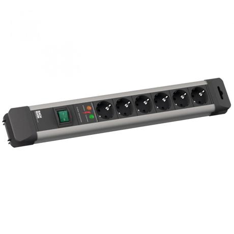 Prelungitor Bachamnn CONNECTUS 6xCEE7/3 PC, cu intrerupator, 1xPST, cordon 5m, H05VV-F 3G1.5 (protectie supratensiune);