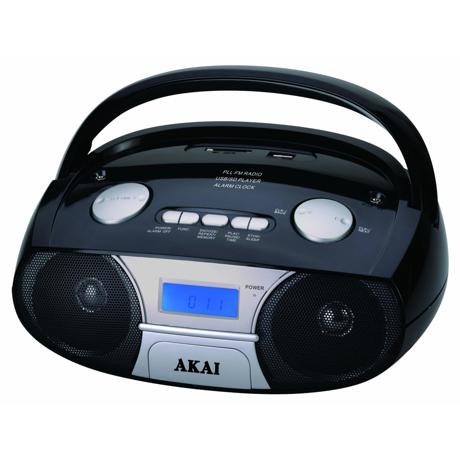 MP3 player portabil Akai, cu bluetooth, radio FM, putere 3W, port USB/slot SD, negru