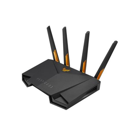 ASUS TUF Gaming AX3000 Dual Band WiFi 6 Gaming Router, TUF-AX3000, Network Standard: IEEE 802.11a, IEEE 802.11b, IEEE 802.11g, WiFi 4 (802.11n), WiFi 5 (802.11ac), WiFi 6 (802.11ax), IPv4, IPv6, Data rate: (2.4GHz) : up to 574 Mbps, (5GHz) : up to 2402 Mbps, 4 x antene externe, Procesor: 1.5 GHz