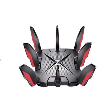 Router gaming Wi-Fi 6 Tri-Band Gigabit AX6600 cu Tehnologie OneMesh, Standarde wireless: IEEE 802.11ax/ac/n/a 5 GHz, IEEE 802.11ax/n/b/g 2.4 GHz, viteze wifi: 5 GHz: 4804 Mbps (802.11ax, HE160), 5 GHz: 1201 Mbps (802.11ax), 2.4 GHz: 574 Mbps (802.11ax), 8 × Antene Fixe, Tri-Band, 4 × 4 MU-MIMO
