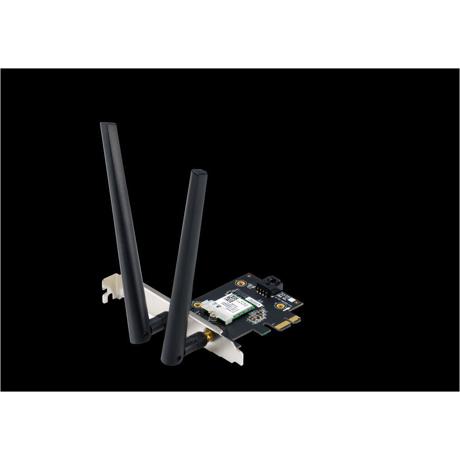 ASUS PCE-AX1800 Wifi AX1800 Bluetooth 5.2 PCIe adapter, WI-FI 6, WPA3, OFDMA. MU-MIMO, Standarde retea: WiFi 6 (802.11ax), Viteza: 1800Mbps, 2 x antene externe.