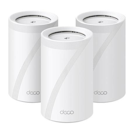 TP-LINK DECO BE65(3-PACK) Sistem Mesh WI-FI 7, BE9300, TRI-BAND, Standarde wireless: IEEE 802.11be/ax 6 GHz, IEEE 802.11be/ax/ac/n/a 5 GHz, IEEE 802.11ax/n/b/g 2.4 GHz, Viteze wireless: BE9300 6 GHz: 5760 Mbps (802.11be), 5 GHz: 2880 Mbps (802.11be), 2.4 GHz: 574 Mbps (802.11ax), 8 x antene interne