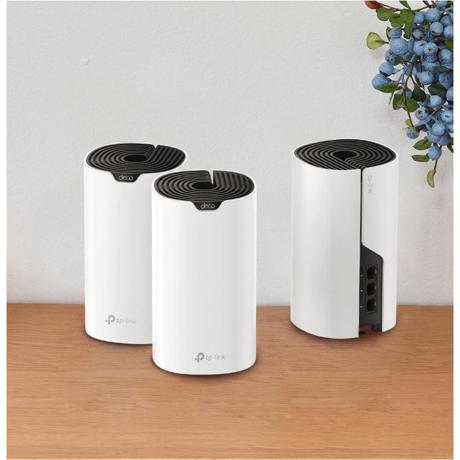 TP-Link Sistem Mesh Wi-Fi pentru întreaga casă AC1900, DECO S7(3- PACK);WI-FI 5, Standarde wireless: IEEE 802.11ac/n/a 5 GHz, IEEE 802.11n/b/g 2.4 GHz, viteza wireless: 5 GHz: 1300 Mbps, 2.4 GHz: 600 Mbps, 3 x antene interne, MU-MIMO, Mod Router, Mod Access Point, interfata: 3 x 10/100/1000.