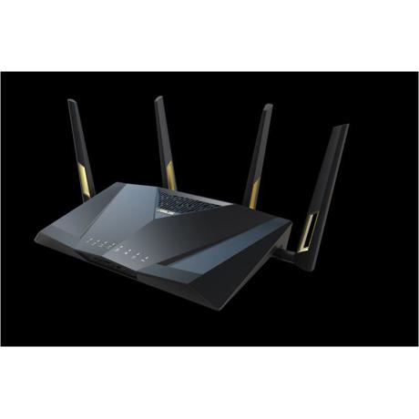 Router Wireless Asus RT-AX88U PRO; Standard rețea: WiFi 6 (802.11ax) Segment produs: Performanță AX Extremă AX6000; Rata Datelor: 802.11ax (2.4GHz): până la 1148 Mbps, 802.11ax (5GHz): până la 4804 Mbps; 4* antenă externă; Procesor: Quad-core la 2.0GHz; Memorie: 256 MB Flash, 1GB RAM; Frecvența de