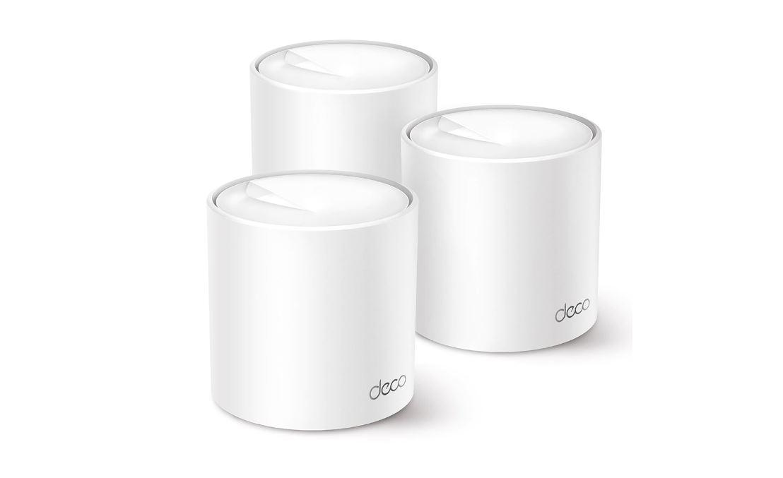 TP-Link AX3000 whole home mesh Wi-Fi 6 System, Deco X50(3-pack); Dual- Band, Standarde Wireless: IEEE 802.11ax/ac/n/a 5 GHz, IEEE 802.11ax/n/b/g 2.4 GHz, viteza wireless: 5 GHz: 2402 Mbps, 2.4 GHz: 574 Mbps, 2 x antene interne, 2×2 MU-MIMO, Mod Router, Mod Access Point, interfata 3 x 10/100/1000.