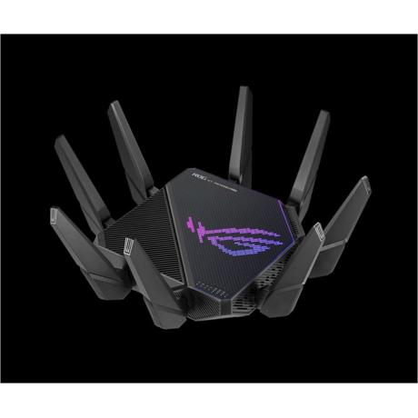 Asus Tri-band WiFi Gaming Router AX11000 PRO, GT-AX11000 PRO; Network Standard: IEEE 802.11ax, IPv4, IPv6, segment AX11000 ultimate AX performance, 2.4GHz 1148Mbps, 5G-1Hz 4804Mbps, 5G-2Hz 4804Mbps, 8 x antene detasabile, processor 2.0 Ghz, 256MB NAND flash, 1GB DDR4 RAM, Tri-band Wi-Fi: 2.4 GHz / 5