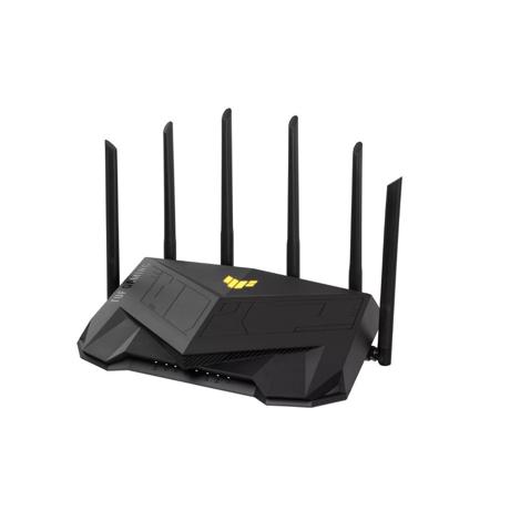 ASUS TUF Gaming AX6000 Dual Band WiFi 6 Gaming Router, Network Standard: IEEE 802.11a, IEEE 802.11b, IEEE 802.11g, WiFi 4 (802.11n), WiFi 5 (802.11ac) WiFi 6 (802.11ax), IPv4, IPv6, AX6000- 1148+4804 Mbps, 6 antene externe, Procesor: 2.0 Ghz, Memorie: 512Mb ram, 256 flash, Dual- band  2.4GHz / 5GHz