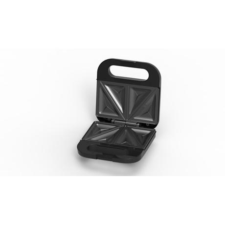 Sandwich maker Heinner SM-K750FSBK, 750W, capacitate: 2 sandwich-uri, placi sandwich fixe anti-aderente, indicator luminos ON si "gata de folosire", protectie supraincalzire, maner rece, spatiu depozitare cablu alimentare, negru