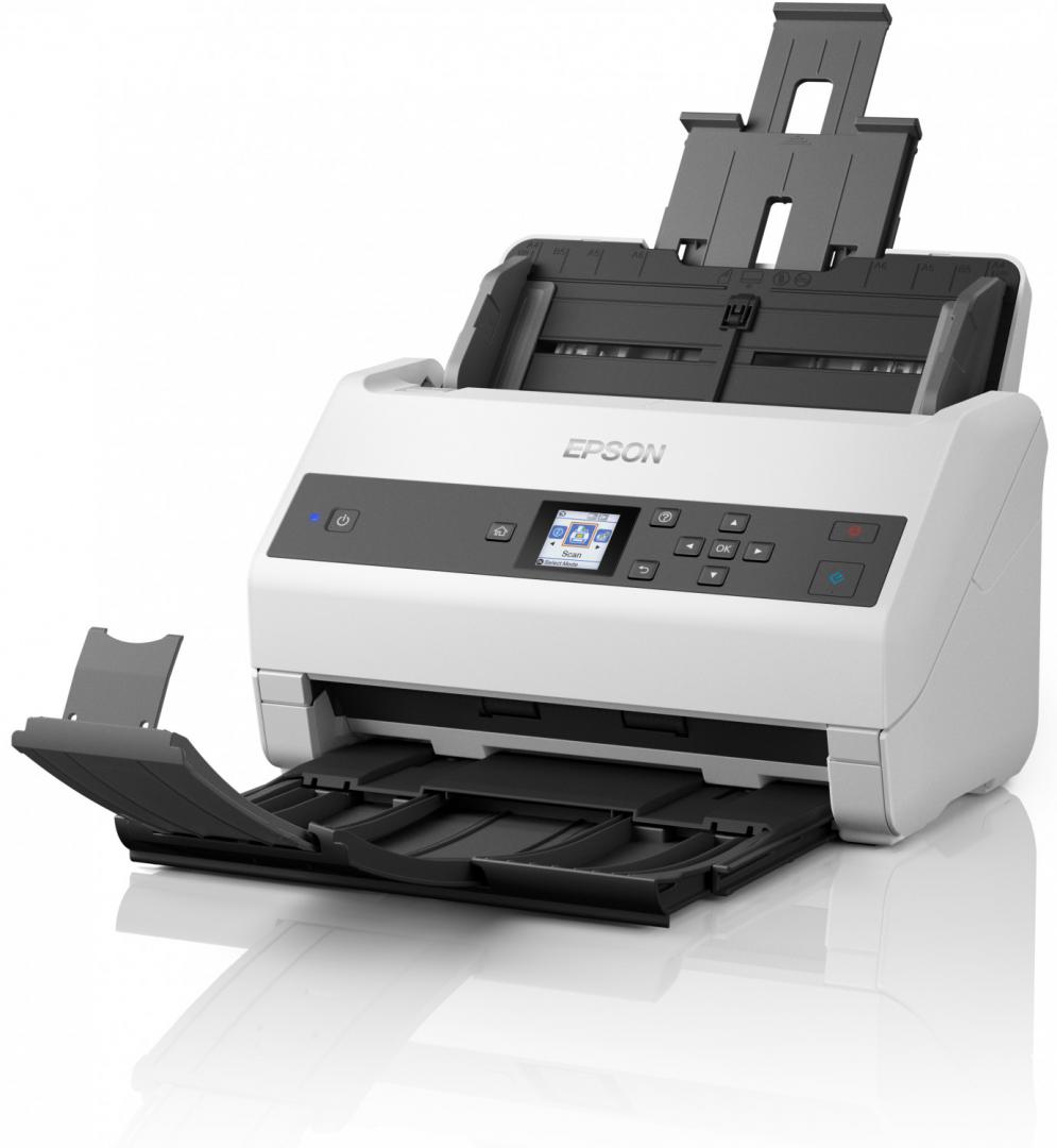 Scanner Epson DS-870, dimensiune A4, tip sheetfed, viteza scanare: 65ppm, rezolutie optica 600x600dpi, ADF 100 pagini, duplex, Fiabilitate ciclu de lucru zilnic 7.000 Pagini,Formate iesire: BMP, JPEG, TIFF, Scanare către multi TIFF, PDF, Scanare către PDFcăutabil, PDF/A, PNG. interfata: USB 3.0