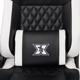Scaun gaming X by Serioux, Theon, ajustabil, piele sintetica, piston pe gaz, manere reglabile, baza stea cu 5 picioare, greutate maxima admisa 150Kg, perne detasabile, negru/alb