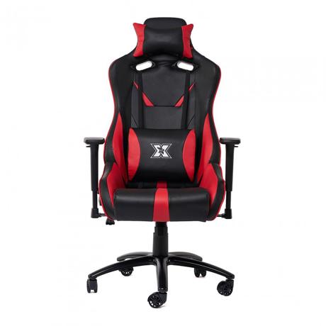 Scaun gaming X by Serioux, Kessian, ajustabil, piele sintetica, piston pe gaz, manere reglabile, baza stea cu 5 picioare, greutate maxima admisa 150Kg, perne detasabile, negru si rosu