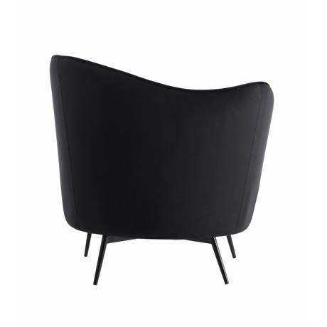 Retro armchair - Black Armchair dimensions: 78x76x85 cm Seat depth: 58 cm / Seat width 56 cm / Seat height 40 cm Material: metal legs, velvet upholstery, foam filling Maximum weight supported 150kg Product weight 15 kg
