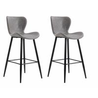 Set of 2 retro bar chairs - Light grey 