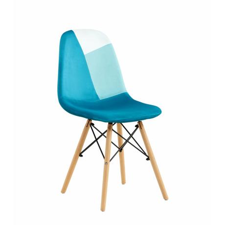 Set of 2 Scandinavian Chairs - Blue Product dimensions: 52x47x82 cm. Seat width 47 cm, seat depth 38 cm Material: velvet seat and back, beech wood and metal legs, plastic seat covered in polyester upholstery, foam filling Maximum weight supported 120kg